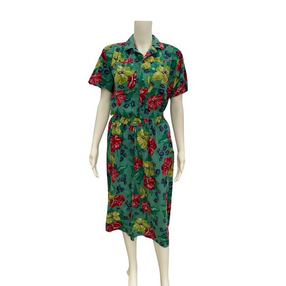 Liz Wear Vintage 80s Green Floral Skirt Petite Small - Picture 6 of 10